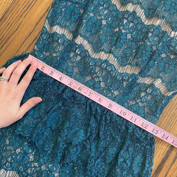 Maeve Anthropologie Elsa Lace Teal Floral Peplum Dress Women Sz X-small Cocktail - Picture 8 of 13